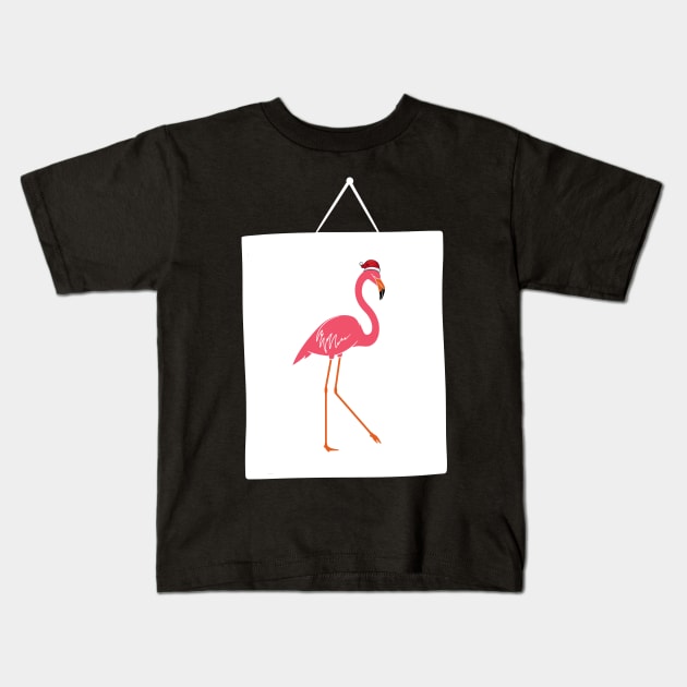 Flamingo pink Santa Claus gift funny vintage retro Kids T-Shirt by Wirp